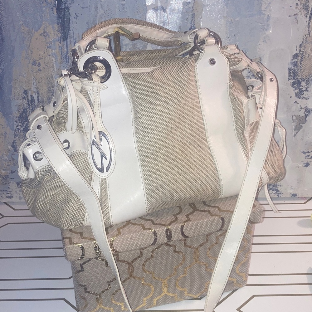 Genuine Francesco Biasia  White and Tan Women's Large Satchel